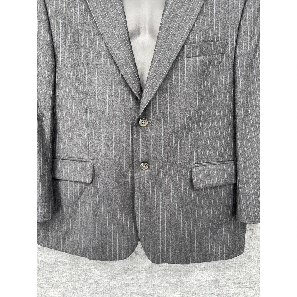 Lauren Ralph Lauren Suit Jacket Mens 48R Gray Wool Cashmere Pinstripe 2 Button